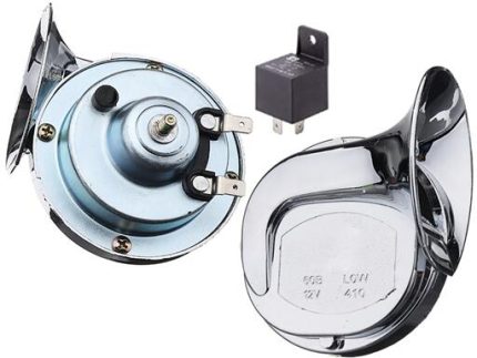 SH6003C SNAIL HORN  90MM 12V 3.7A 410-510HZ 105DB W/RELAY chromed+color ZINC H/L tone