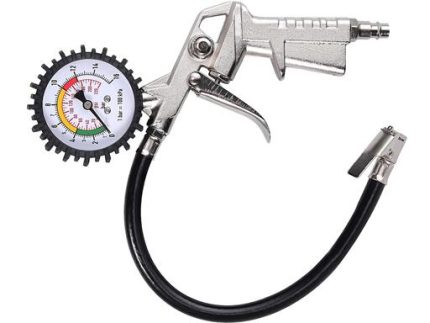 TG1803 TIRE PRESSURE GAUGE w/Valve Core Tool 0-220Psi 14inch StainlessSteel Hose 1/4inch NPT connect