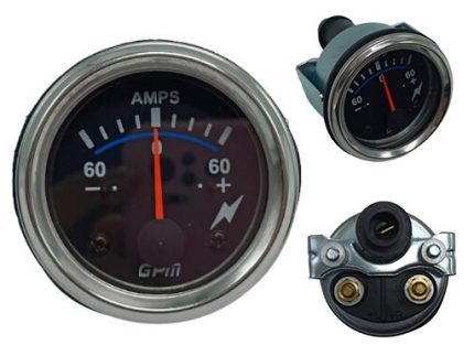 X-20000-A AMPERIMETRO BATERÍA 60-60 52mm TABLERO NEGRO-ARO CROMADO GPM 216-001