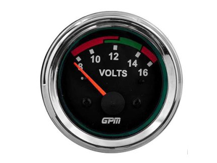 216-010 VOLTÍMETRO 12V 52MM TABLERO NEGRO-ARO CROMADO GPM