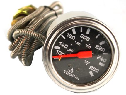 X-20030-72 FARIS TEMPERATURE GAUGE 0-250 CENTIGRADE WITH INSTALL FITTING BLACK PANEL