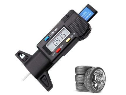Tire Tread Depth Gauge 0-25.4mm Metric/Inch Conversion Digital LCD Tread Checker 4 X 12LED USB