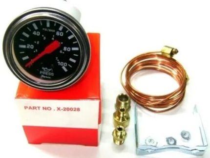 X-20028 FARIA OIL PRESSURE GAUGE WITH INSTELL FITTING AND BLACK PANEL+copper tube 72 inch