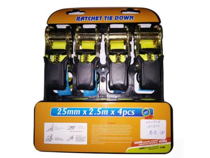 SET 4PCS LOADING TAPE BELT WITH TENSIONER 25mm x 2.5mT 500Kg