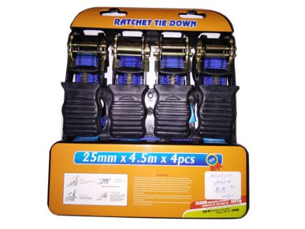 SET 4PCS LOADING TAPE BELT WITH TENSIONER & HOOK 4.5Mt