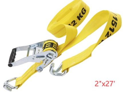 RT227J 2inch x 27ft HEAVY-DUTY RATCHET STRAP TIE-DOWN 3,333lb WORKING LOAD LIMIT, 10,000lb BREAK STRENGHT, ZINC-PLATED J-HOOKS