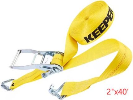 RT240J 2inch X 40ft HAY BALER TIE-DOWN 3,333 LBS WORKING LOAD LIMIT 2 INCH HI-TEST WEBBING ZINZ-PLATED J-HOOKS