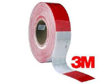 0313M  CINTA REFLECTIVA 5CM ROJA-BLAN CA X METRO- R.45.72M Red and white are the same length.