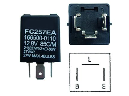 FLASHER 3PINS 166500-0110 12V 27W MAX. 4BOMBILLOS