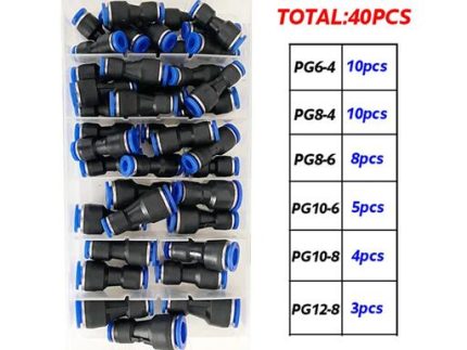 PGK-40 QUICK CONNECTOR KIT 40pcs PG6-4x10 PG8-4x10 PG8-6x8 PG10-6x5 PG10-8x4 PG12-8x3