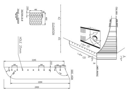 Solid Runner Fender -Section B,Size:2245X2250LX450X450mm