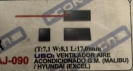 CARBON AJ-090 7.1T 8.1W 17.0L ventilador AIRE acondicionado GM malibu HYUNDAI excel